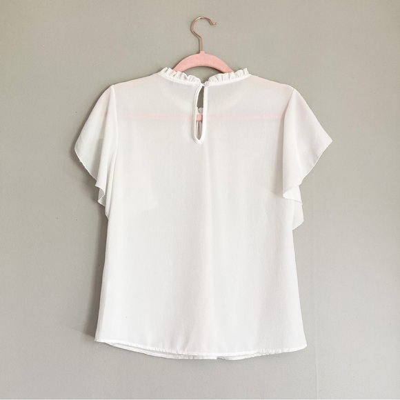 Boohoo White Ruffle Top - Picture 2 of 3